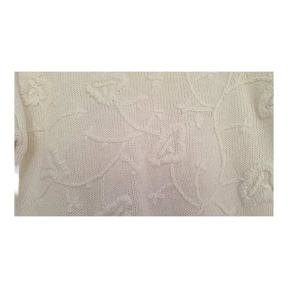 VINTAGE Sweater Marshall Fields Knit Embroidered Short Sleeve Spring Pullover S - Picture 5 of 12